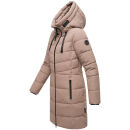 Marikoo Natsukoo Damen Winter Steppjacke lang B978 Taupe Grey Größe S - Gr. 36