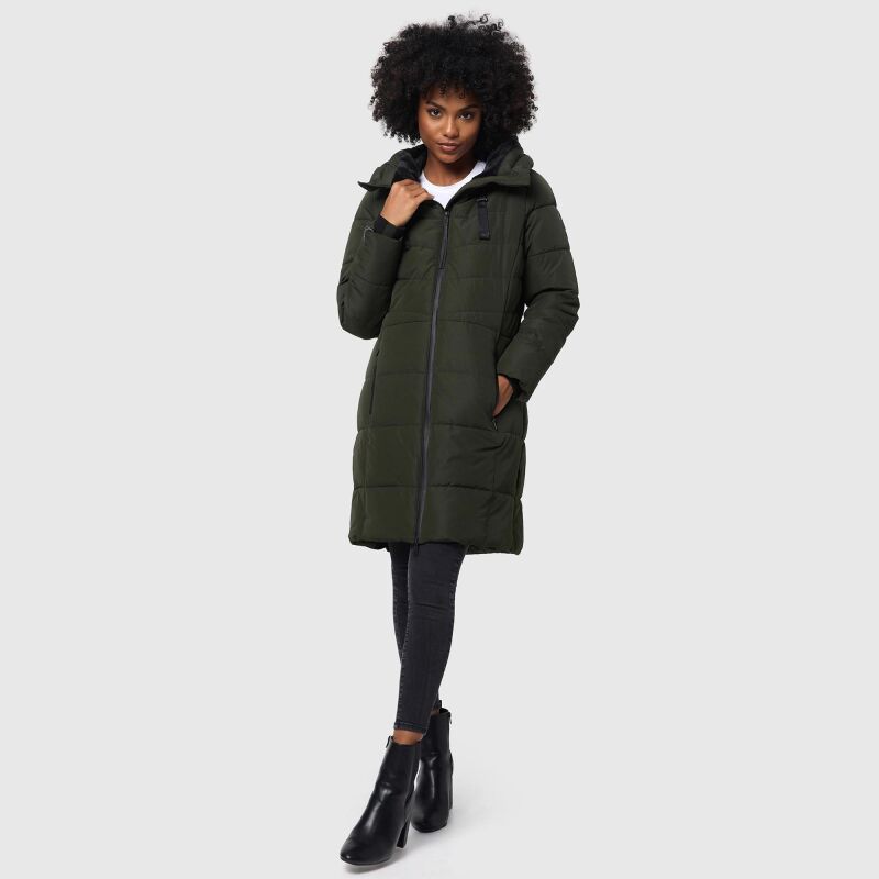 Marikoo Natsukoo Damen Winter Steppjacke lang B978 Dark Olive Größe XXXL - Gr. 46