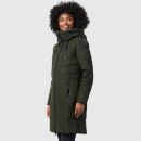Marikoo Natsukoo Damen Winter Steppjacke lang B978 Dark Olive Größe XXXL - Gr. 46