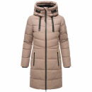 Marikoo Natsukoo Damen Winter Steppjacke lang B978 Taupe Grey Größe XXXL - Gr. 46