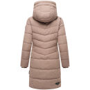 Marikoo Natsukoo Damen Winter Steppjacke lang B978 Taupe Grey Größe XXXL - Gr. 46