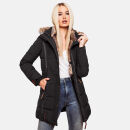 Marikoo Nekoo warm gefütterte Damen Winter Jacke mit Kunstfell B658 Schwarz Größe XXXL - Gr. 46