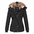 Marikoo Nekoo warm gefütterte Damen Winter Jacke mit Kunstfell B658 Schwarz Größe XXXL - Gr. 46