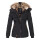 Marikoo Nekoo warm gefütterte Damen Winter Jacke mit Kunstfell B658 Schwarz Größe XXXL - Gr. 46