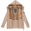 Marikoo Nekoo warm gefütterte Damen Winter Jacke mit Kunstfell B658 Taupe Größe XXXL - Gr. 46