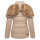 Marikoo Nekoo warm gefütterte Damen Winter Jacke mit Kunstfell B658 Taupe Größe XXXL - Gr. 46