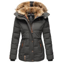 Marikoo Nekoo warm gefütterte Damen Winter Jacke mit Kunstfell B658 Anthrazit Größe XXXL - Gr. 46