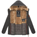 Marikoo Nekoo warm gefütterte Damen Winter Jacke mit Kunstfell B658 Anthrazit Größe XXXL - Gr. 46