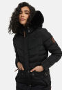 Navahoo Paula Damen Winter Jacke Mantel Parka warm gefütterte Winterjacke B383 Schwarz schwarzes Fell Größe XXXL - Gr. 46
