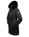 Navahoo Paula Damen Winter Jacke Mantel Parka warm gefütterte Winterjacke B383 Schwarz schwarzes Fell Größe XXXL - Gr. 46