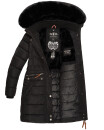 Navahoo Paula Damen Winter Jacke Mantel Parka warm gefütterte Winterjacke B383 Schwarz schwarzes Fell Größe XXXL - Gr. 46