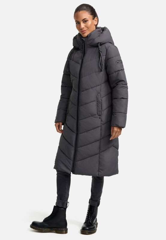 Navahoo Sahnekatzi Damen lange Winter Steppjacke B982 Anthrazit Größe XXXXL - Gr. 48
