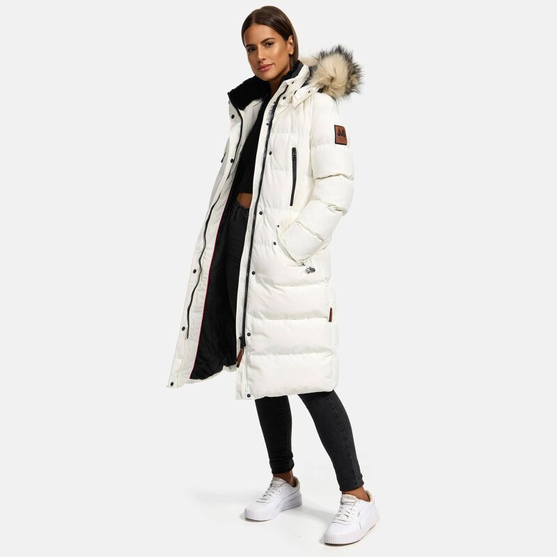 Marikoo Schneesternchen Damen Winterjacke Parka Mantel lang Kapuze B890 Offwhite Größe L - Gr. 40