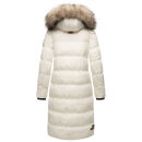 Marikoo Schneesternchen Damen Winterjacke Parka Mantel lang Kapuze B890 Offwhite Größe L - Gr. 40