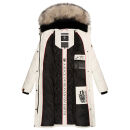Marikoo Schneesternchen Damen Winterjacke Parka Mantel lang Kapuze B890 Offwhite Größe L - Gr. 40