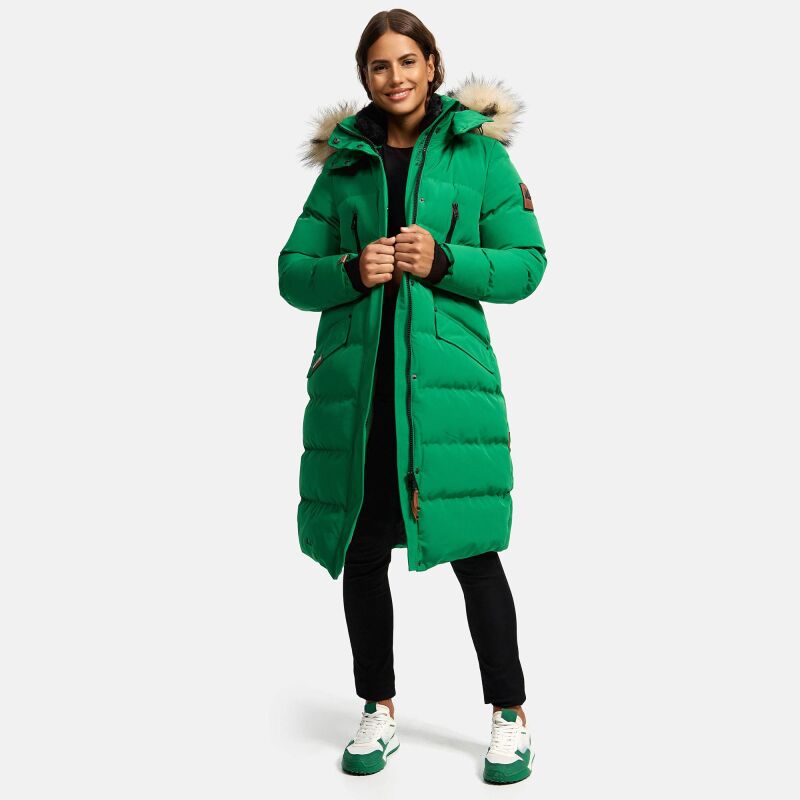 Marikoo Schneesternchen Damen Winterjacke Parka Mantel lang Kapuze B890 Smaragd Green Größe XS - Gr. 34