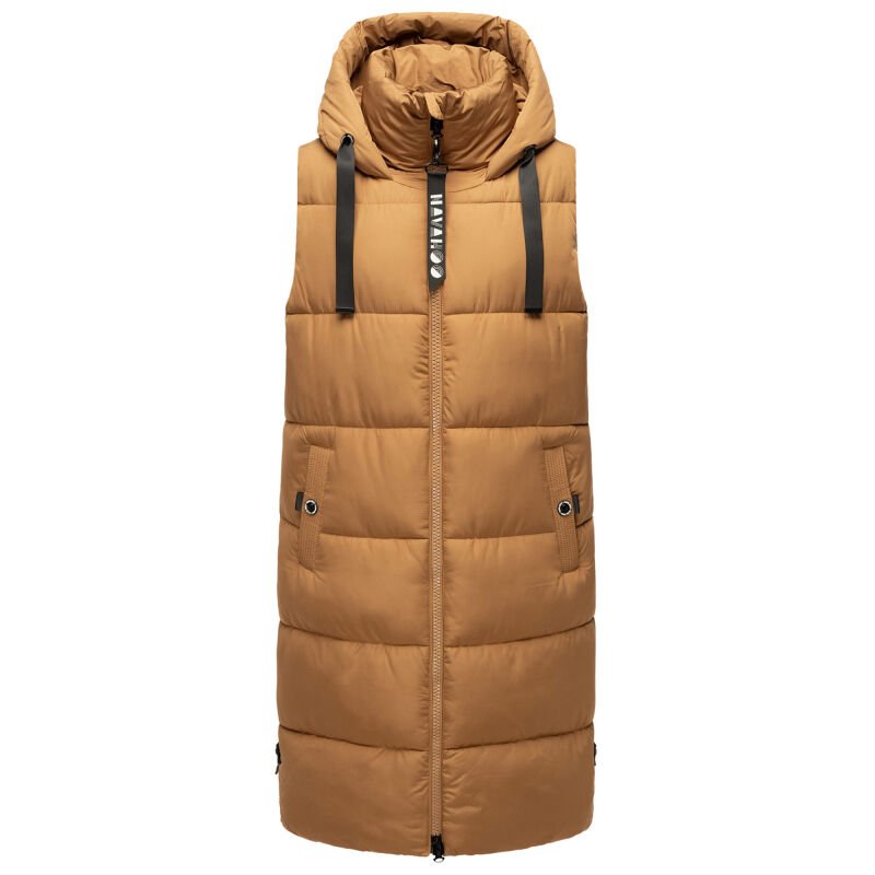 Navahoo Schnuffelchen Damen lange Steppweste B942 Camel Größe XXXL - Gr. 46