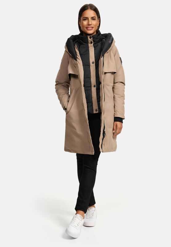 Navahoo Snowelf warme Damen Winterjacke B970 Taupe Grey Größe XL - Gr. 42