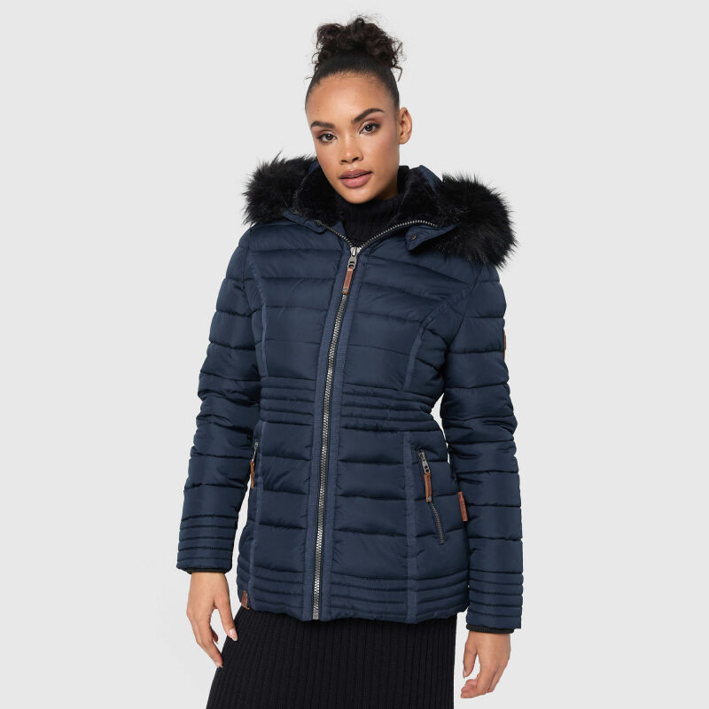 Navahoo Umay Princess Damen Winter Steppjacke mit Fellkragen 900 Navy Größe XXXL - Gr. 46