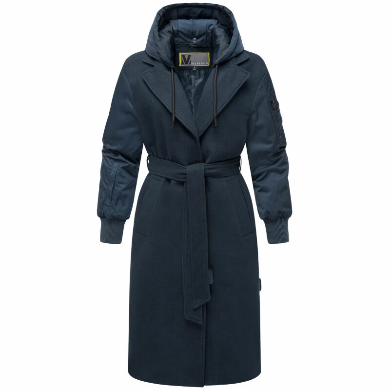 Marikoo Tjadee Damen Winter Wickelmantel N016 Navy-Größe S - Gr. 36