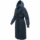 Marikoo Tjadee Damen Winter Wickelmantel N016 Navy-Größe XXXL - Gr. 46