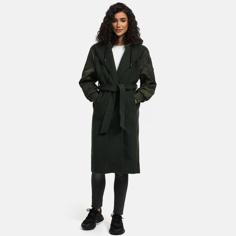 Marikoo Tjadee Damen Winter Wickelmantel N016 Dark Olive-Größe XS - Gr. 34