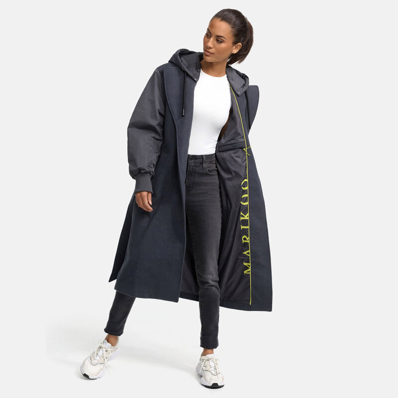 Marikoo Tjadee Damen Winter Wickelmantel N016 Anthrazit-Größe M - Gr. 38