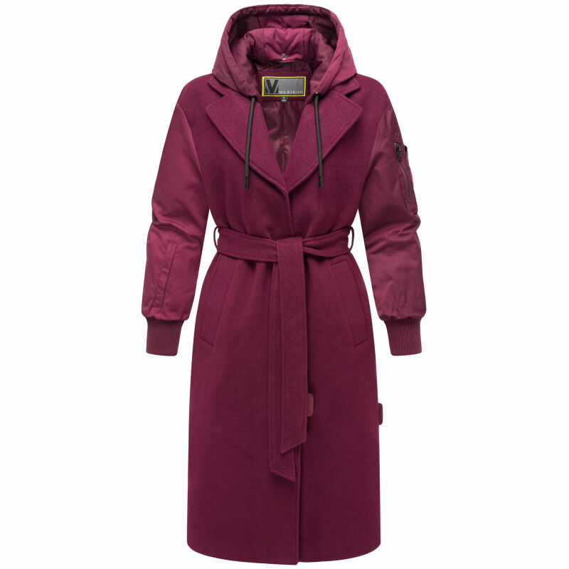 Marikoo Tjadee Damen Winter Wickelmantel N016 Wine-Größe S - Gr. 36