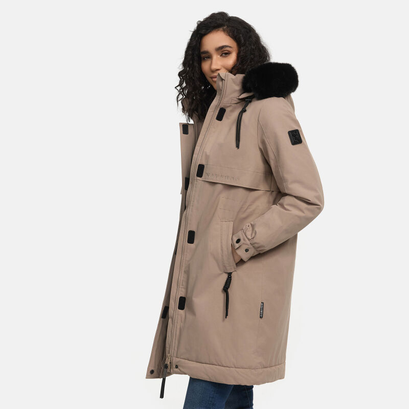 Navahoo Kaltwetterretter Damen Winterjacke N039 Taupe Grey Größe S - Gr. 36