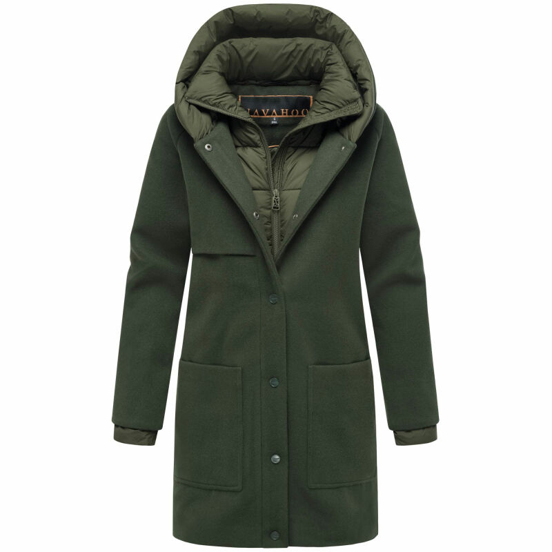 Navahoo Flauschwunder Damen Winterjacke N043 Dark Olive Größe L - Gr. 40