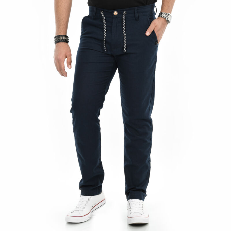 Indicode Inboris Herren lange Stoff Hose B798 Navy Größe XXXXL - Gr. 4XL