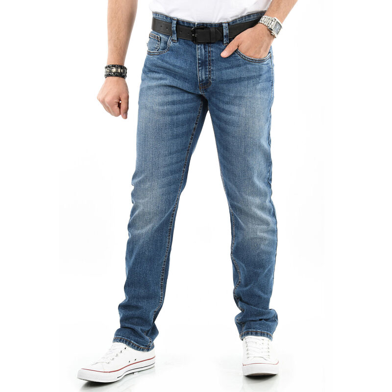 Indicode Ingianluca Herren Jeans Hose B796 Mittelblau W38 L34 in