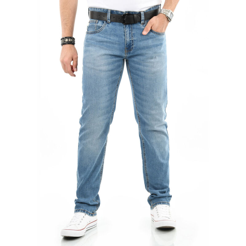 Indicode Ingianluca Herren Jeans Hose B796 Hellblau W33 L32 in