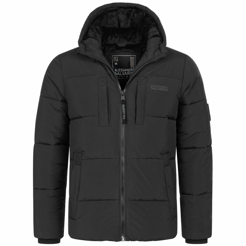 Alessandro Salvarini Herren Winter Steppjacke O-422 Schwarz