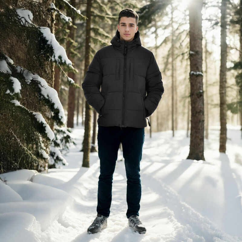 Alessandro Salvarini Herren Winter Steppjacke O-422 Schwarz