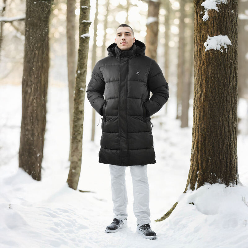Alessandro Salvarini Herren Winter Parka gesteppt O425 Schwarz