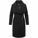 Navahoo Samtrose Damen Mantel mit Stehkragen N051 Schwarz-Größe XS - Gr. 34