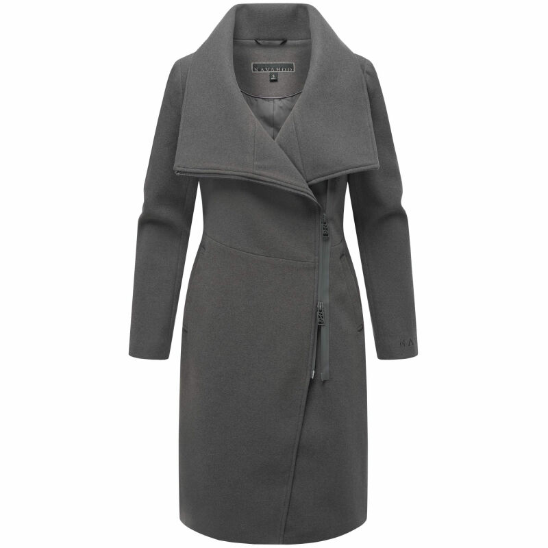 Navahoo Samtrose Damen Mantel mit Stehkragen N051 Anthrazit-Größe S - Gr. 36