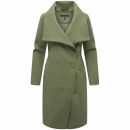 Navahoo Samtrose Damen Mantel mit Stehkragen N051 Olive Leaf-Größe XS - Gr. 34