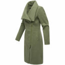 Navahoo Samtrose Damen Mantel mit Stehkragen N051 Olive Leaf-Größe XS - Gr. 34