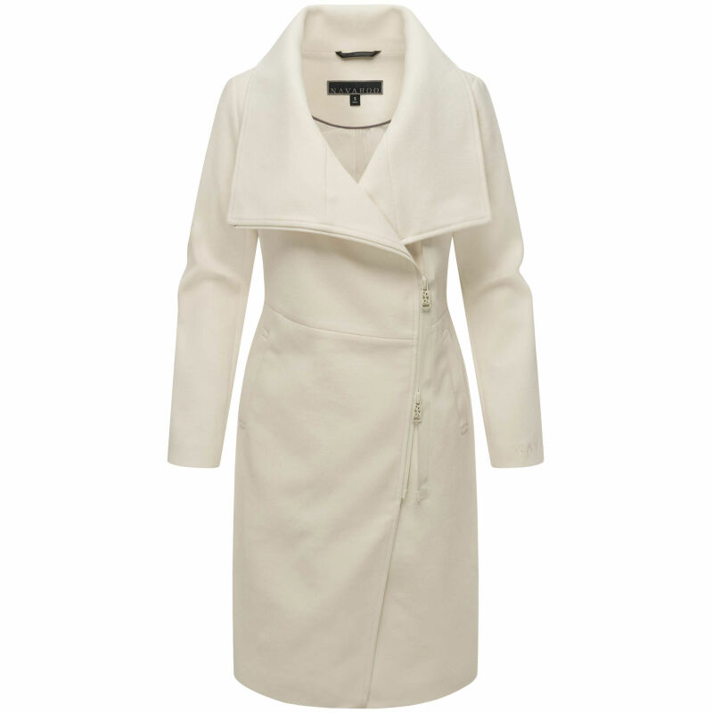 Navahoo Samtrose Damen Mantel mit Stehkragen N051 Offwhite-Größe XS - Gr. 34