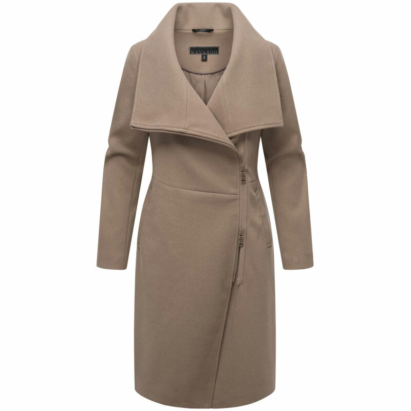 Navahoo Samtrose Damen Mantel mit Stehkragen N051 Taupe Grey-Größe 3XL - Gr. 46