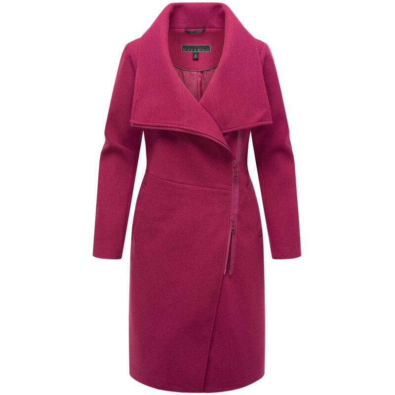 Navahoo Samtrose Damen Mantel mit Stehkragen N051 Berry Wine-Größe S - Gr. 36