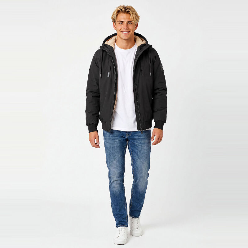 Alessandro Salvarini Herren Winter Jacke mit Teddyfell AS431 Schwarz-Größe M - Gr. M