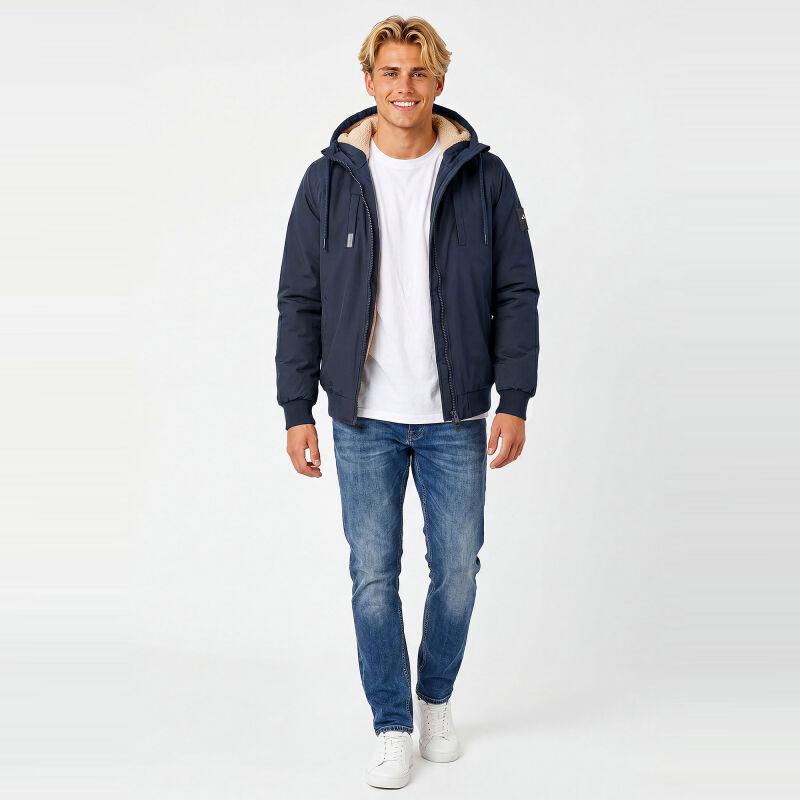Alessandro Salvarini Herren Winter Jacke mit Teddyfell AS431 Navy-Größe XXL - Gr. 2XL