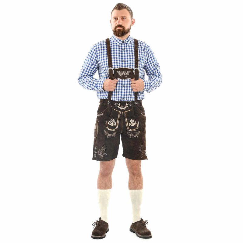 A. Salvarini Herren Trachten Lederhose AS451 Dunkelbraun-Gr. 50