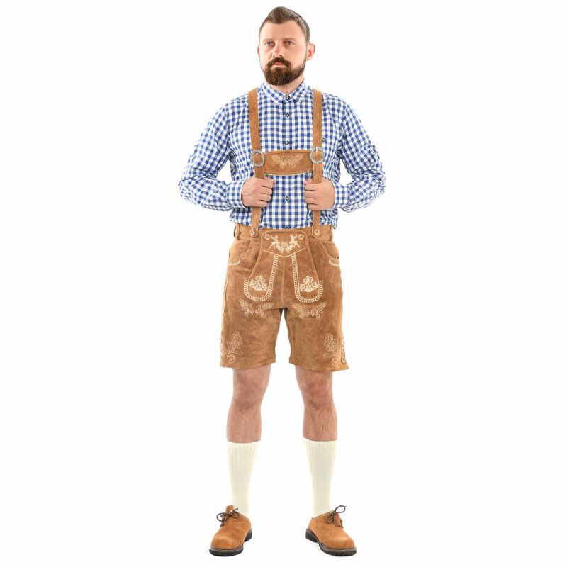 A. Salvarini Herren Trachten Lederhose AS451 Hellbraun-Gr. 54