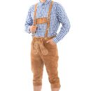 A. Salvarini Herren Trachten Lederhose Kniebundlederhose AS450 Hellbraun-Gr. 46