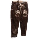 A. Salvarini Herren Trachten Lederhose Kniebundlederhose AS452 Dunkelbraun-Gr. 48