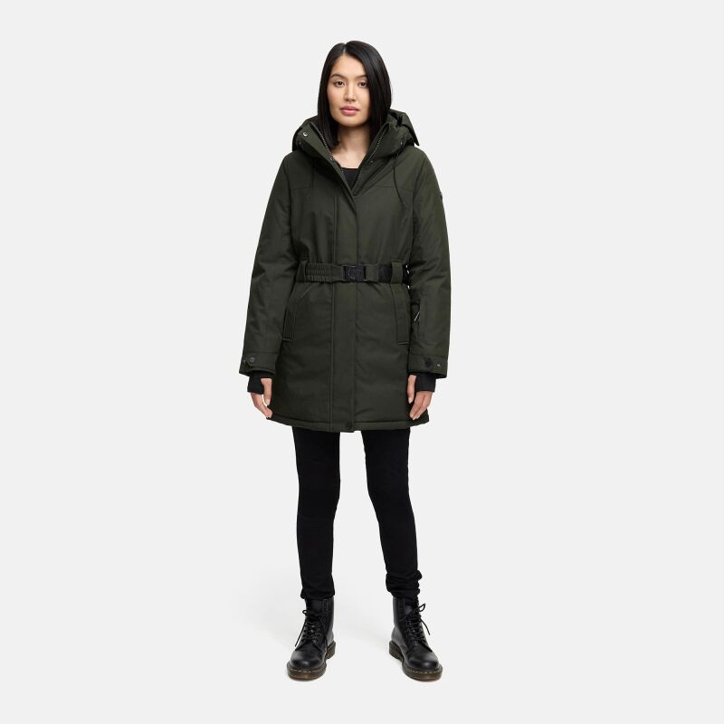 Navahoo Frostkuss Damen Winter Parka Jacke N068 Dark Olive-Größe S - Gr. 36